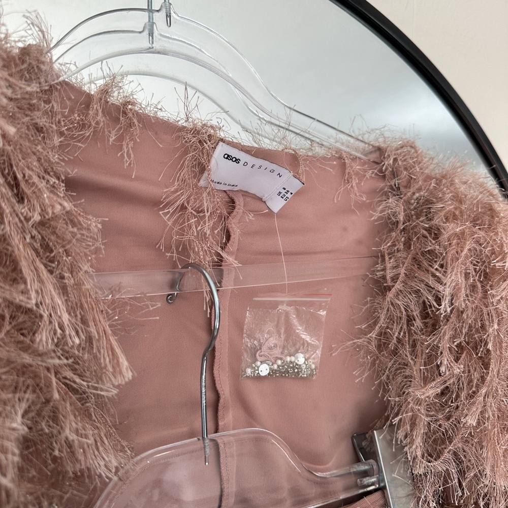 ASOS Blush Feathered Jacket with Silver Details - Picture 5 of 11